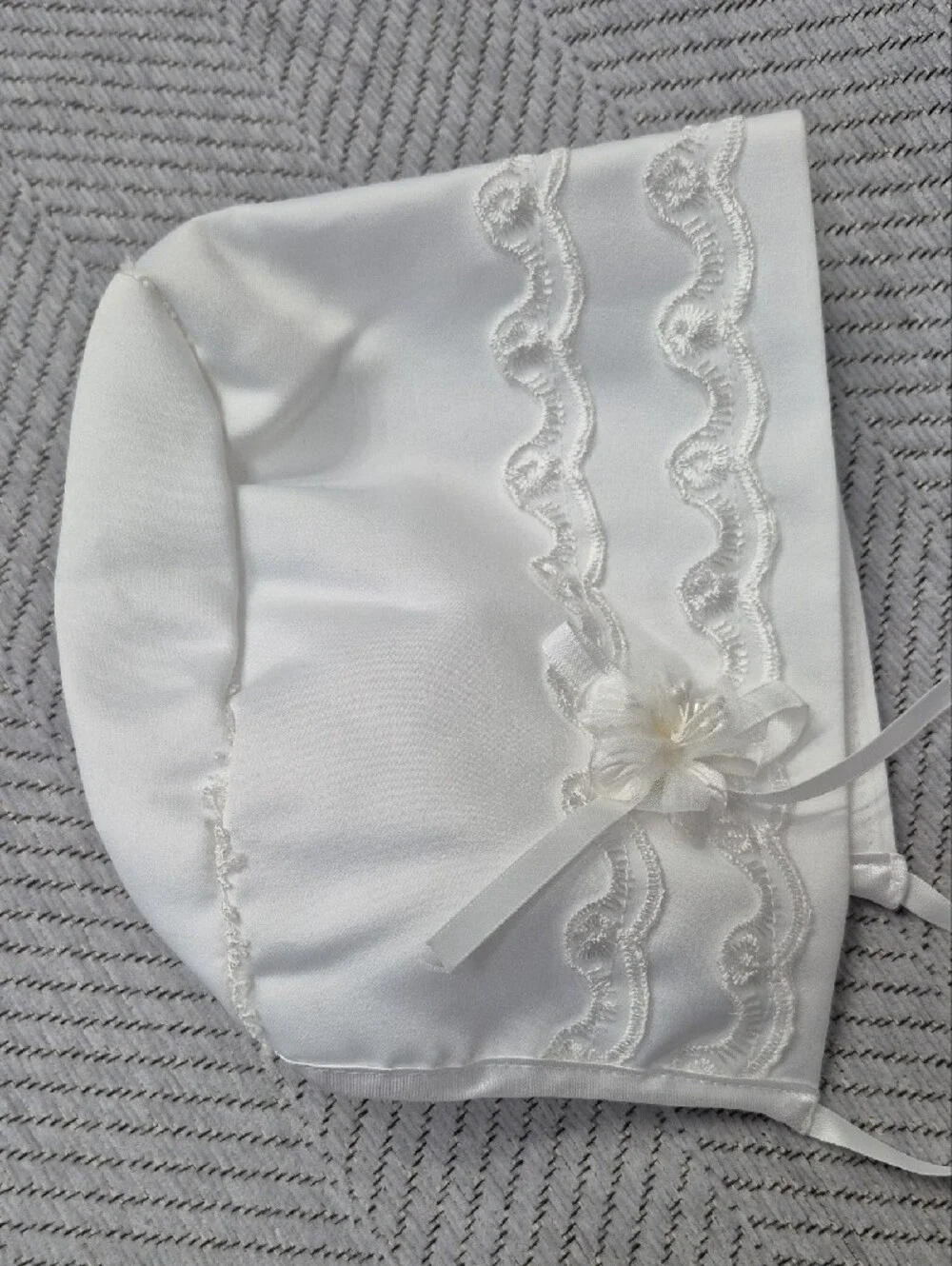 NWT L'Pety Canar Luxury Heirloom Embroided Christening Baptism Gown Bonnet S/3M
